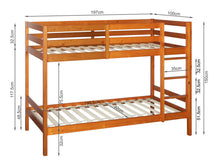 Load image into Gallery viewer, Maroon Single Wooden Bunk Bed Frame - Oak