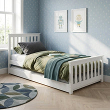 Load image into Gallery viewer, Hobson Single Wooden Trundle Bed Frame - White