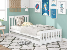 Load image into Gallery viewer, Hobson Single Wooden Trundle Bed Frame - White