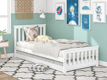 Load image into Gallery viewer, Hobson Single Wooden Trundle Bed Frame - White