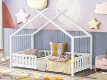 Load image into Gallery viewer, Minto Single Wooden House Bed Frame - White