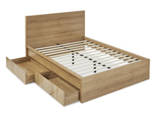 Load image into Gallery viewer, Harris Double Wooden Bed Frame with Storage - Oak
