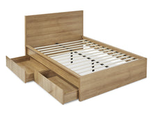 Load image into Gallery viewer, Harris Double Wooden Bed Frame with Storage - Oak