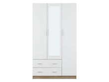 Load image into Gallery viewer, Bram 3 Door Wardrobe Cabinet with Mirror - Oak + White