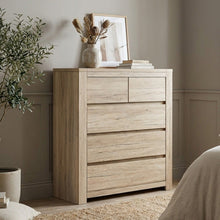 Load image into Gallery viewer, Borneo 5 Drawers Tallboy - Oak