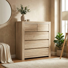 Load image into Gallery viewer, Borneo 5 Drawers Tallboy - Oak