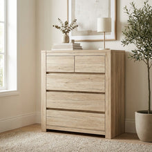 Load image into Gallery viewer, Borneo 5 Drawers Tallboy - Oak