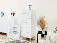 Load image into Gallery viewer, Hudson Wooden Slim Tallboy 6 Drawers - White