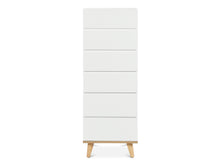 Load image into Gallery viewer, Hudson Wooden Slim Tallboy 6 Drawers - White