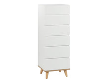 Load image into Gallery viewer, Hudson Wooden Slim Tallboy 6 Drawers - White
