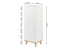 Load image into Gallery viewer, Hudson Wooden Slim Tallboy 6 Drawers - White