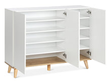Load image into Gallery viewer, Hudson 3 Door Shoe Cabinet Storage Rack - White