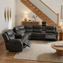 Load image into Gallery viewer, Mandan Electric Recliner Corner Sofa - Black