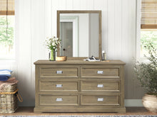 Load image into Gallery viewer, Hadley Solid Wood 6 Drawer Dresser with Mirror - Emerland Grey