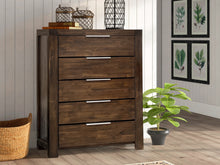 Load image into Gallery viewer, Jarvis Solid Wood 5 Drawer Tallboy - Caramel