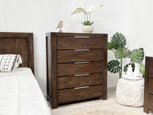 Load image into Gallery viewer, Jarvis Solid Wood 5 Drawer Tallboy - Caramel