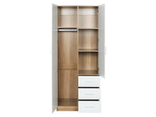 Load image into Gallery viewer, Harris 2 Door Wardrobe with 3 Drawers - Oak+White