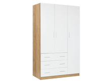 Load image into Gallery viewer, Harris 3 Door Wardrobe with 3 Drawers - Oak+White