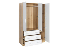 Load image into Gallery viewer, Harris 3 Door Wardrobe with 3 Drawers - Oak+White