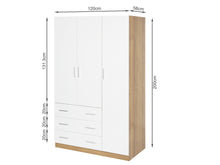 Load image into Gallery viewer, Harris 3 Door Wardrobe with 3 Drawers - Oak+White