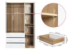 Load image into Gallery viewer, Harris 3 Door Wardrobe with 3 Drawers - Oak+White