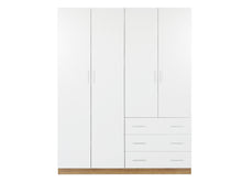 Load image into Gallery viewer, Harris 4 Door Wardrobe with 3 Drawers - Oak+White