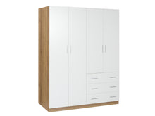 Load image into Gallery viewer, Harris 4 Door Wardrobe with 3 Drawers - Oak+White