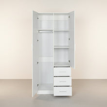 Load image into Gallery viewer, Tongass 2 Door Wardrobe with 3 Drawers - White