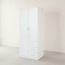 Load image into Gallery viewer, Tongass 2 Door Wardrobe with 3 Drawers - White