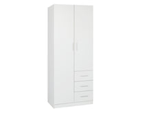 Load image into Gallery viewer, Tongass 2 Door Wardrobe with 3 Drawers - White
