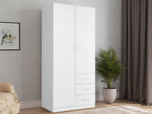 Load image into Gallery viewer, Tongass 2 Door Wardrobe with 3 Drawers - White