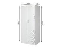 Load image into Gallery viewer, Tongass 2 Door Wardrobe with 3 Drawers - White