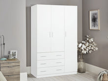 Load image into Gallery viewer, Tongass 3 Door Wardrobe with 3 Drawers - White