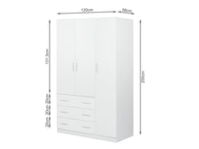 Load image into Gallery viewer, Tongass 3 Door Wardrobe with 3 Drawers - White
