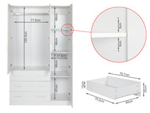 Load image into Gallery viewer, Tongass 3 Door Wardrobe with 3 Drawers - White