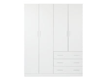 Load image into Gallery viewer, Tongass 4 Door Wardrobe with 3 Drawers - White