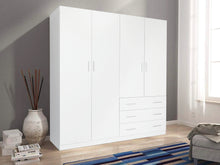 Load image into Gallery viewer, Tongass 4 Door Wardrobe with 3 Drawers - White