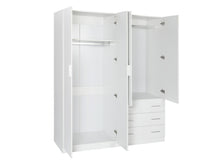 Load image into Gallery viewer, Tongass 4 Door Wardrobe with 3 Drawers - White