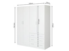 Load image into Gallery viewer, Tongass 4 Door Wardrobe with 3 Drawers - White