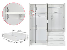 Load image into Gallery viewer, Tongass 4 Door Wardrobe with 3 Drawers - White