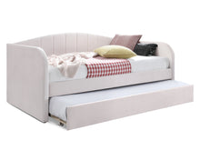 Load image into Gallery viewer, Majura Single Velvet Trundle Bed Frame - Pink