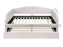 Load image into Gallery viewer, Majura Single Velvet Trundle Bed Frame - Pink