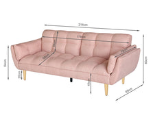 Load image into Gallery viewer, Dover 3 Seater Sofa Bed - Pink