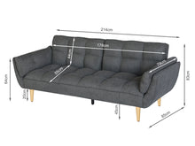 Load image into Gallery viewer, Dover 3 Seater Sofa Bed - Dark Grey