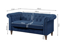 Load image into Gallery viewer, Chesley Velvet 2 Seater Sofa - Navy Blue