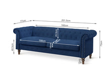 Load image into Gallery viewer, Chesley Velvet 3 Seater Sofa - Navy Blue