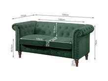 Load image into Gallery viewer, Chesley Velvet 2 Seater Sofa - Green