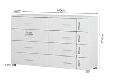 Load image into Gallery viewer, Bram Low Boy 8 Drawer Chest Dresser - White