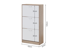 Load image into Gallery viewer, Matilda 3 Drawer Shoe Cabinet Storage Rack - Oak