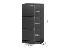 Load image into Gallery viewer, Matilda 3 Drawer Shoe Cabinet Storage Rack - Black